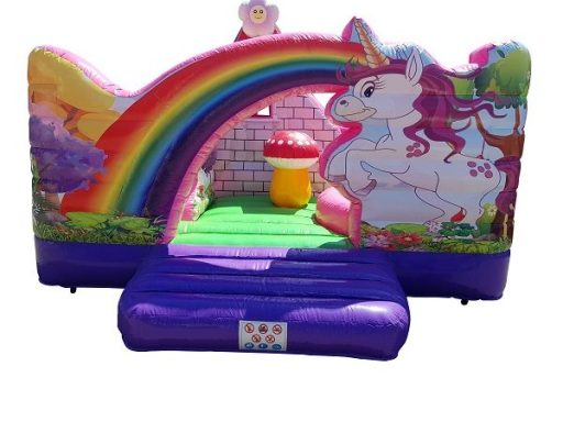 Hüpfburg / Einhorn mit Schloß und Rutsche